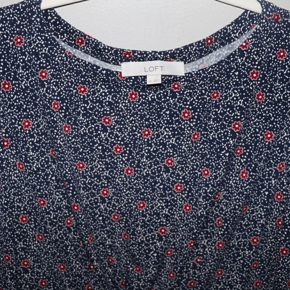 Loft Outlet Navy & White Floral Marais-A-Line Dres - Picture 2 of 4